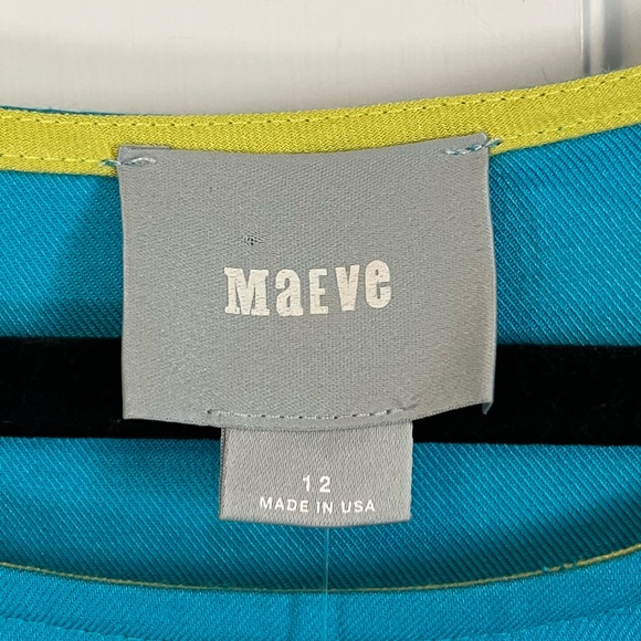 Maeve Colorblock Dress Teal Yellow Blue Tunic Size 12 NWT Made USA 27ATRAY051 - Picture 5 of 7